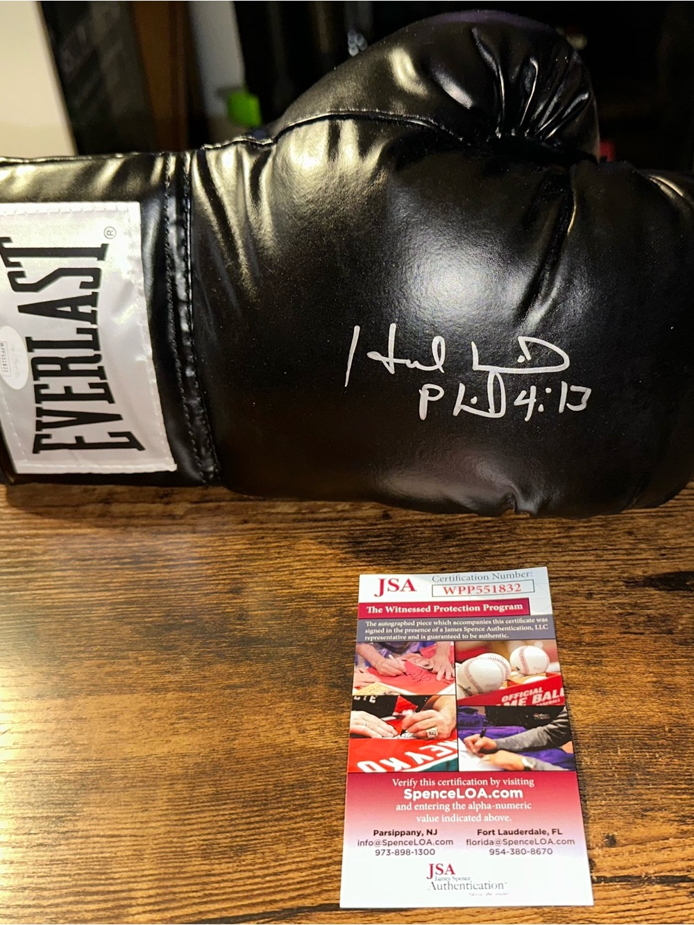 Everlast Black Boxing Glove Signed By Evander Holyfield